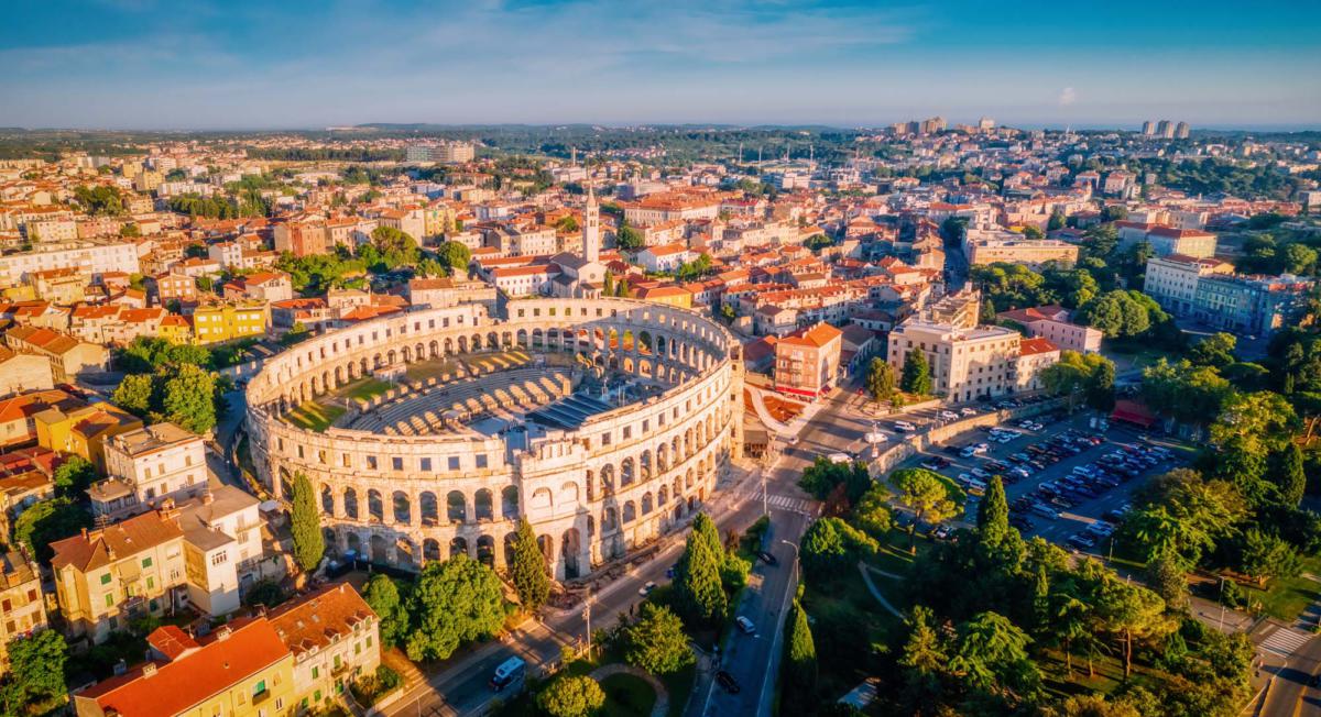 Majestic,View,At,Famous,European,City,Of,Pula,And,Arena