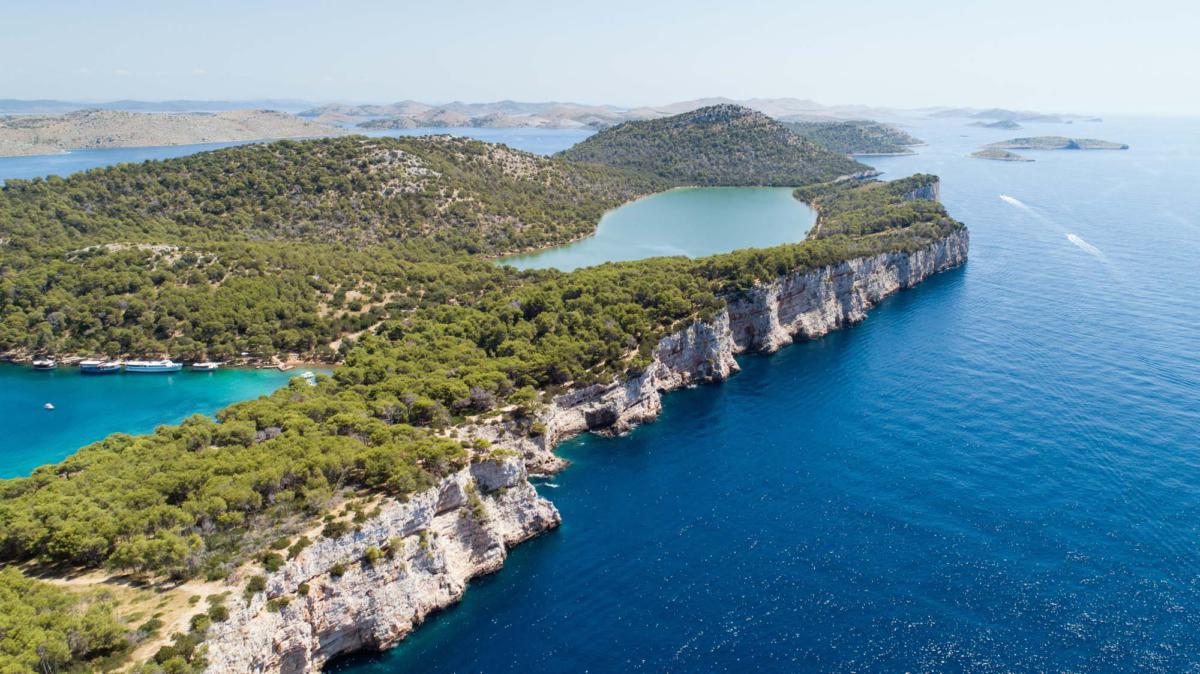 Aerial,View,Of,Cliffs,In,National,Park,Telascica,,Adriatic,Sea,