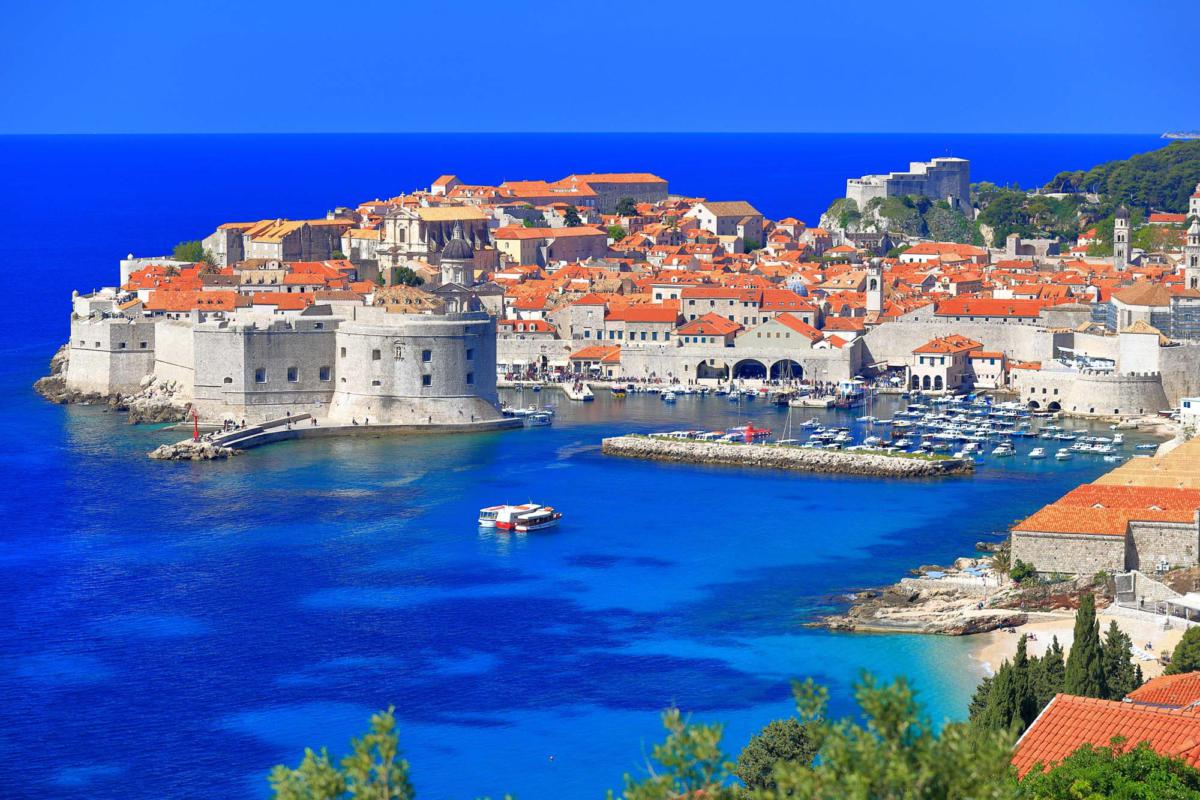 Dubrovnik,Old,Town,Surrounded,By,Fortified,Walls,Above,The,Adriatic