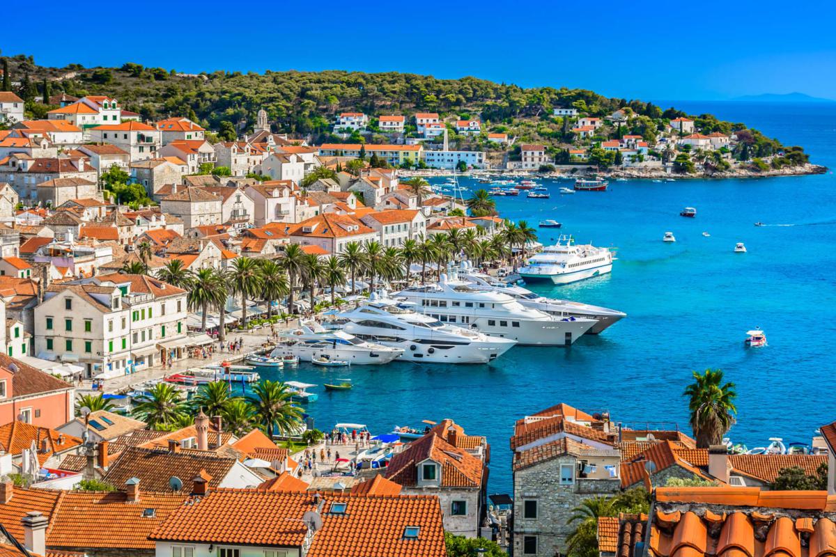 Aerial,View,At,Hvar,Town,In,Southern,Croatia,,Famous,Luxury